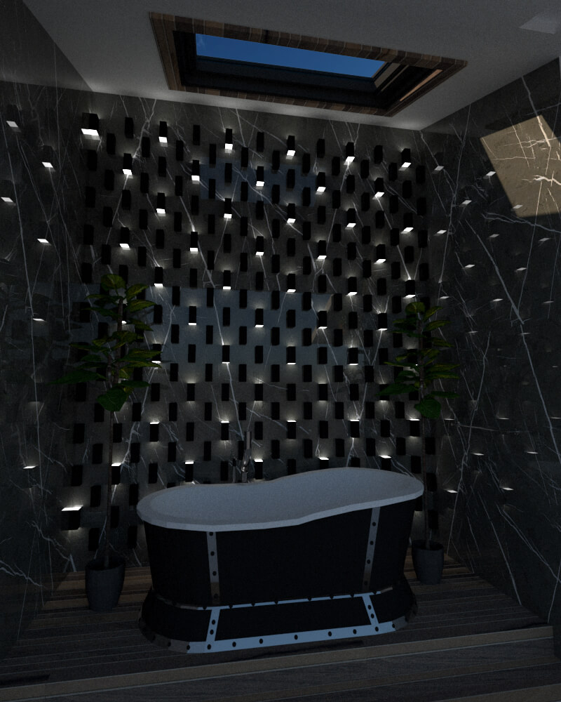 Tub in spa bathroom