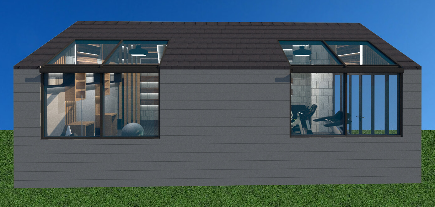 Front facade view home gym
