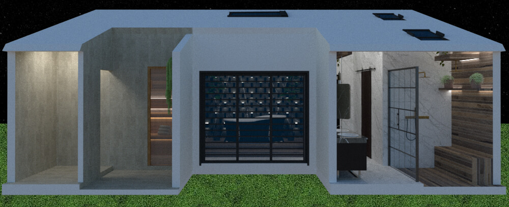 Rear facade view gym cut