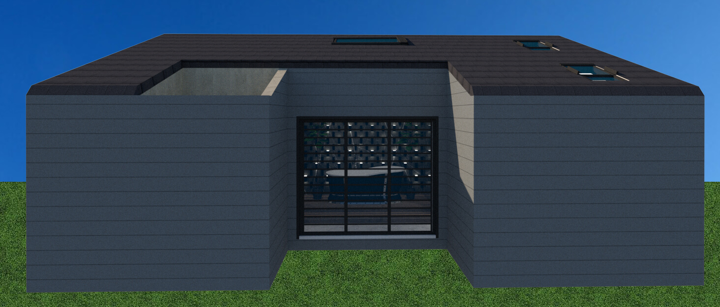 Rear facade view home gym