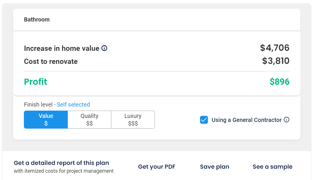 Results estimation page