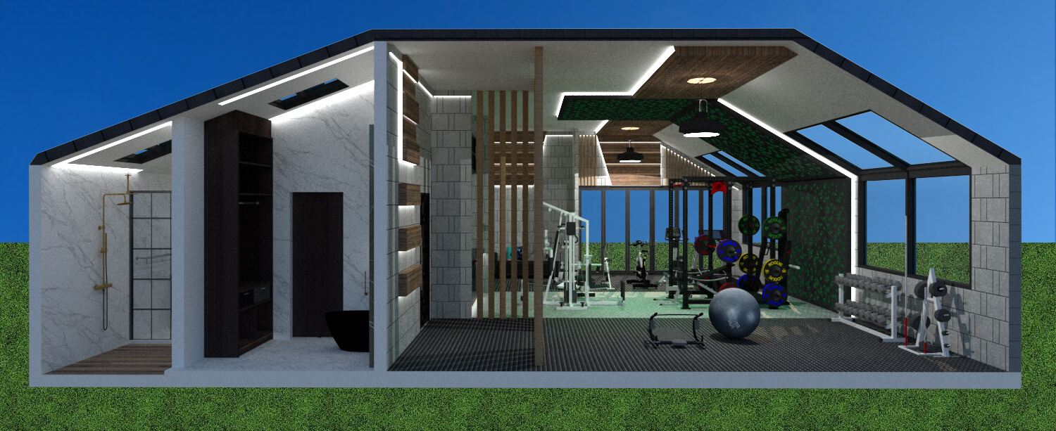 Side lateral view of gym cut