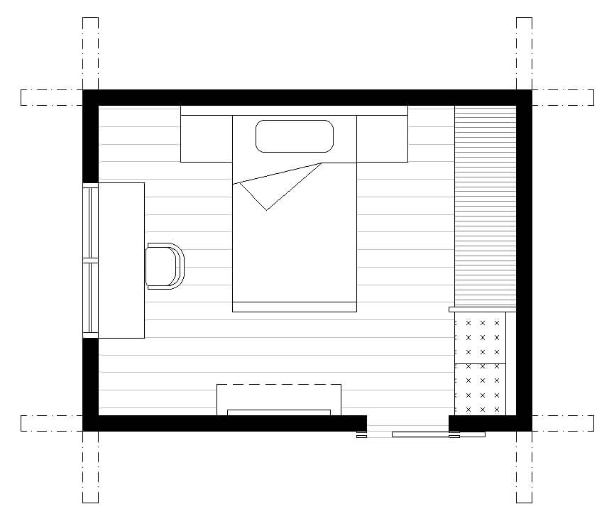 Room with single bed, later stage greater than 4 years