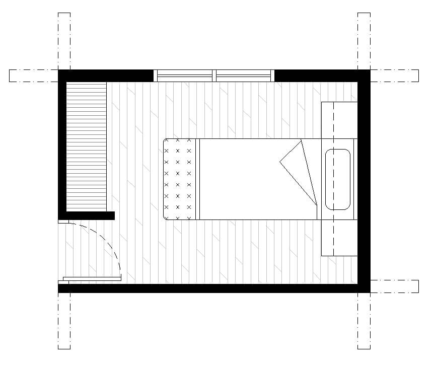 Room with single bed, later stage greater than 4 years