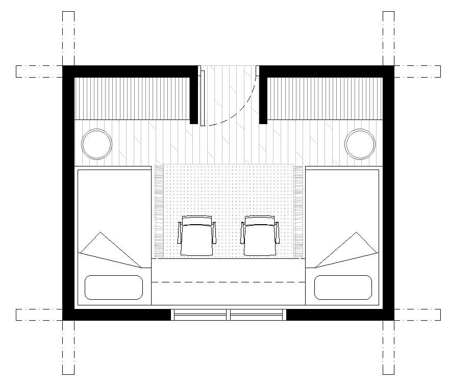 Room with 2 single beds, later stage greater than 4 years