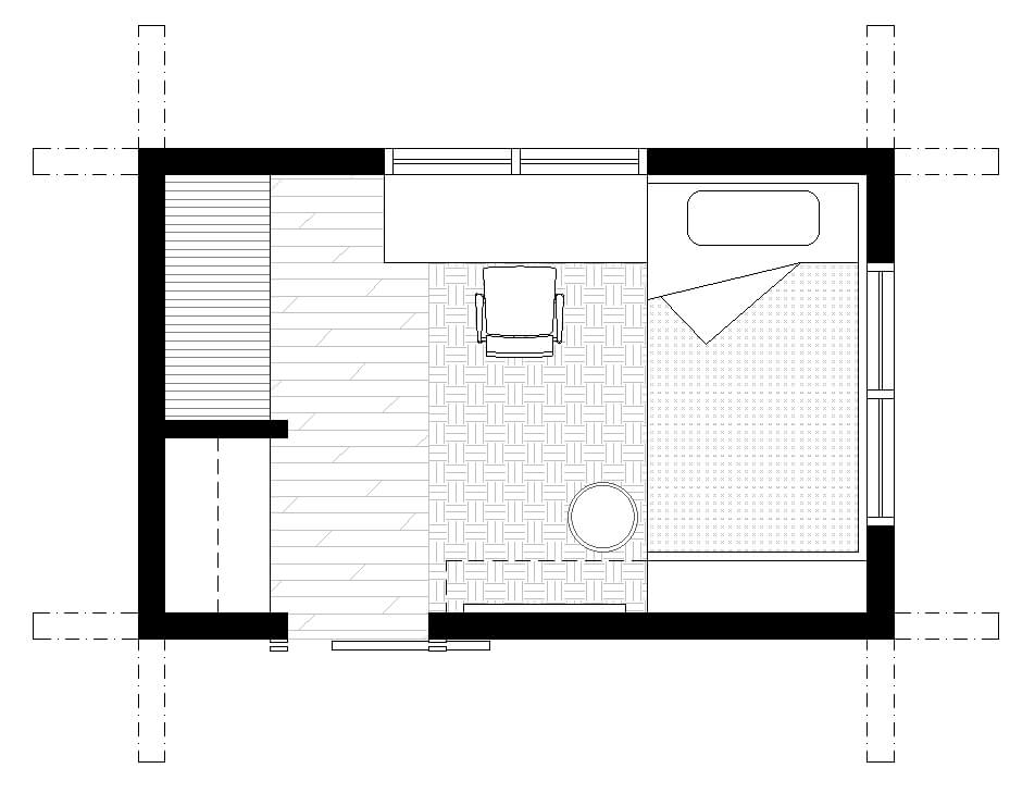 Room with single bed, later stage greater than 4 years