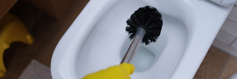 cleaning toilet