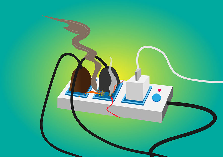 smoke in electrical outlet
