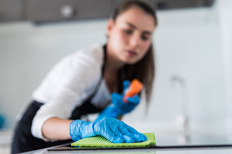 cleaning a kitchen