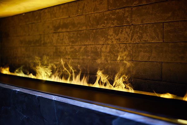 electric fireplace in basement