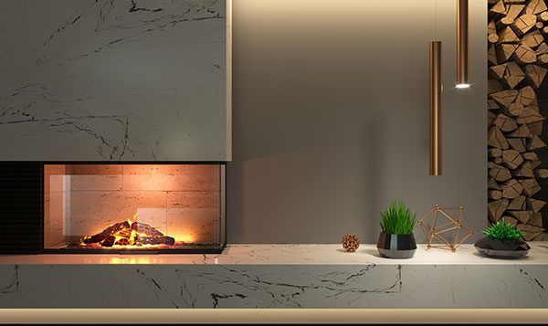 fireplace in basement
