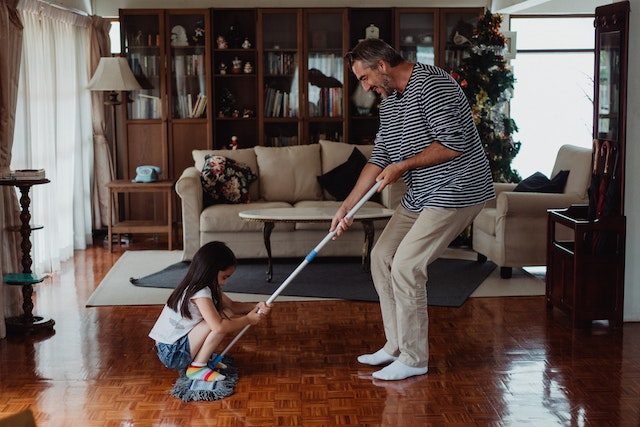 cleaning floors