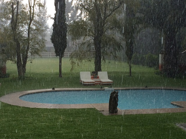 pool pump in rain