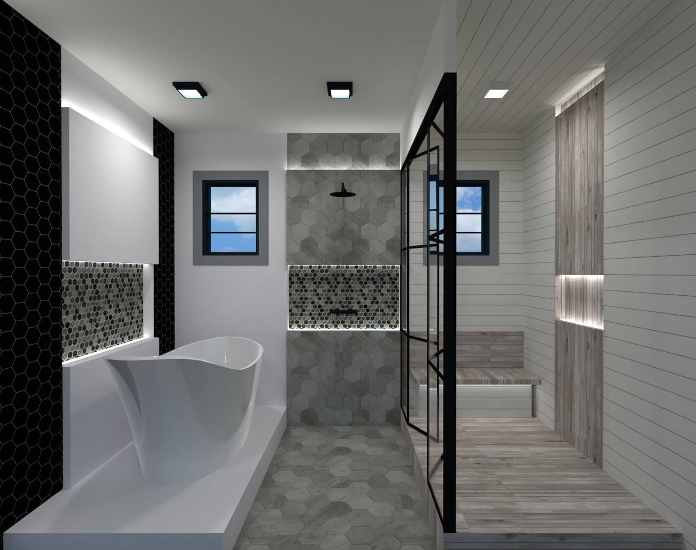 Front sectional view of the shower