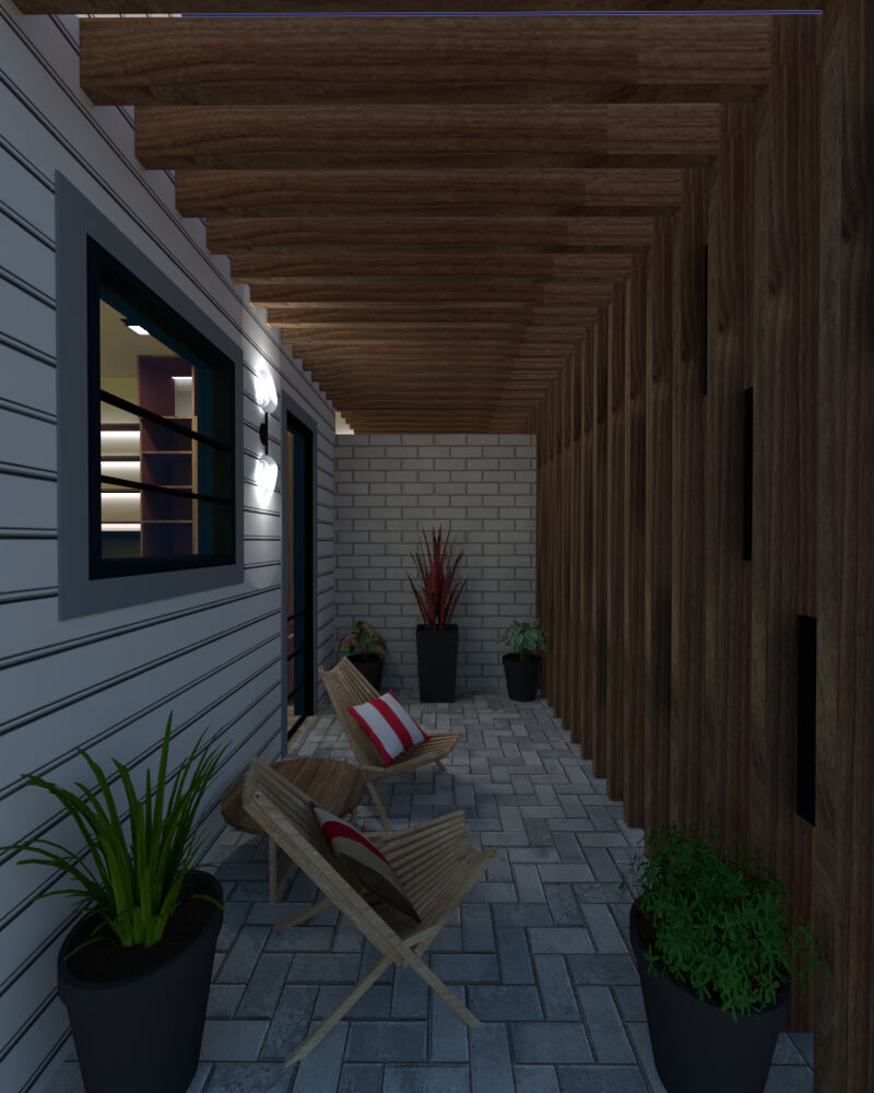Side view of the terrace