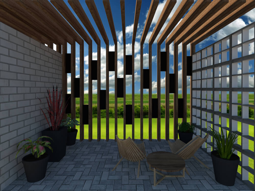 Front view of the terrace towards the patio