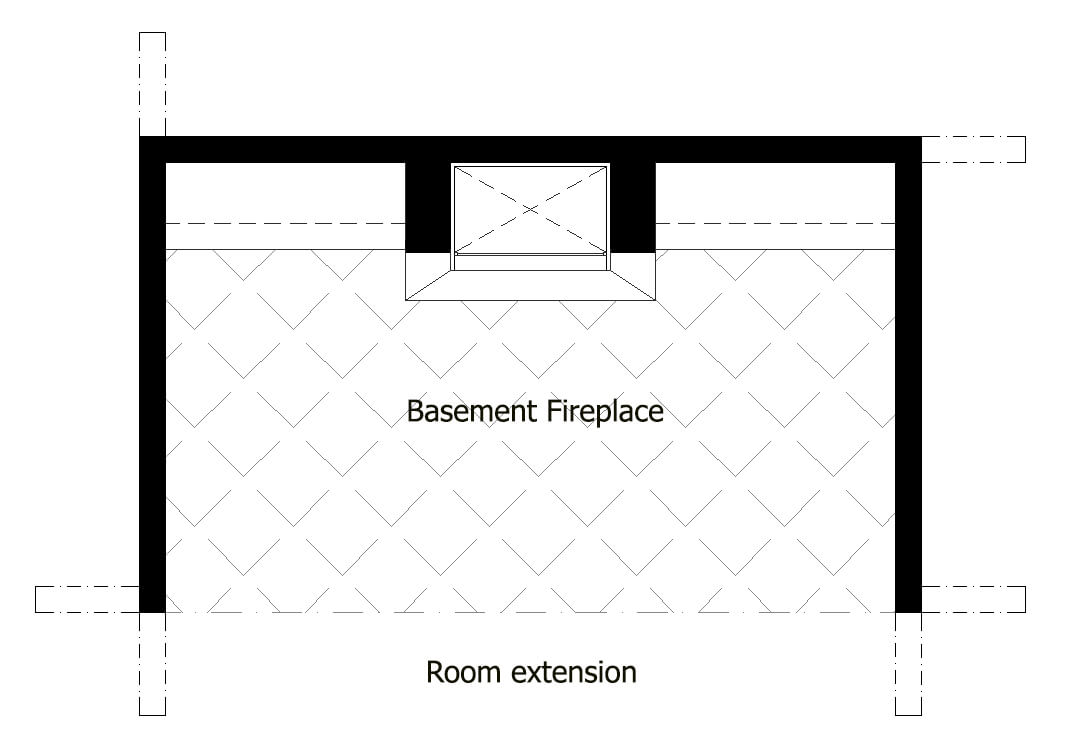 measures of the basement fireplace Plane of basement fireplace