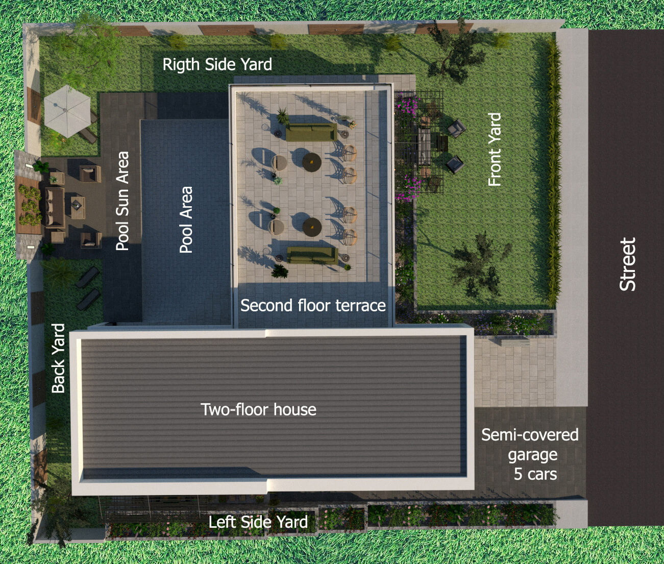 patio ideas Front yard patio 3D design