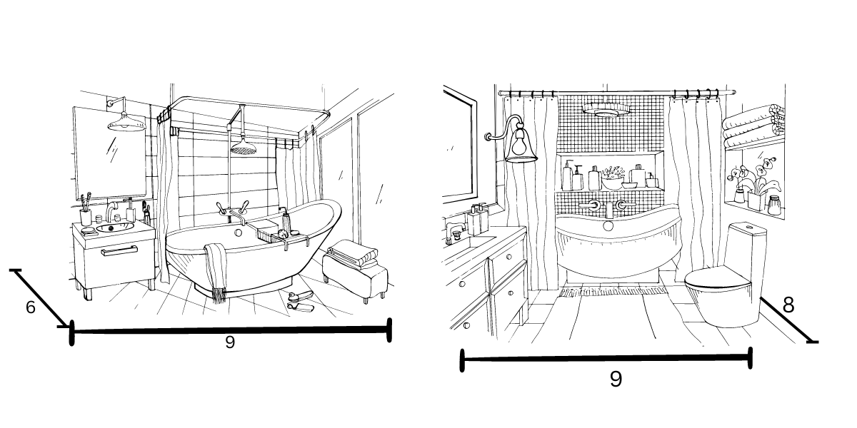 medio master bath dimmensions