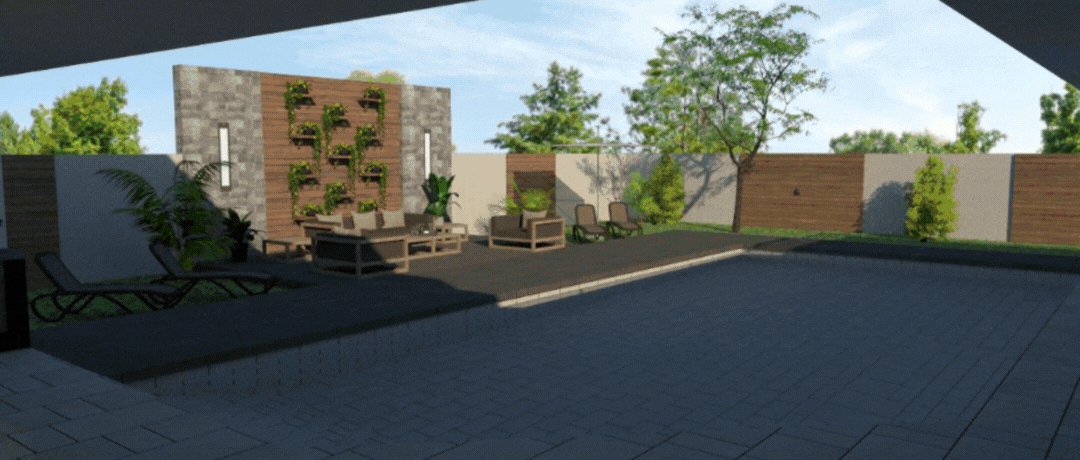 pool from the terrace on the right side. pool patio designs