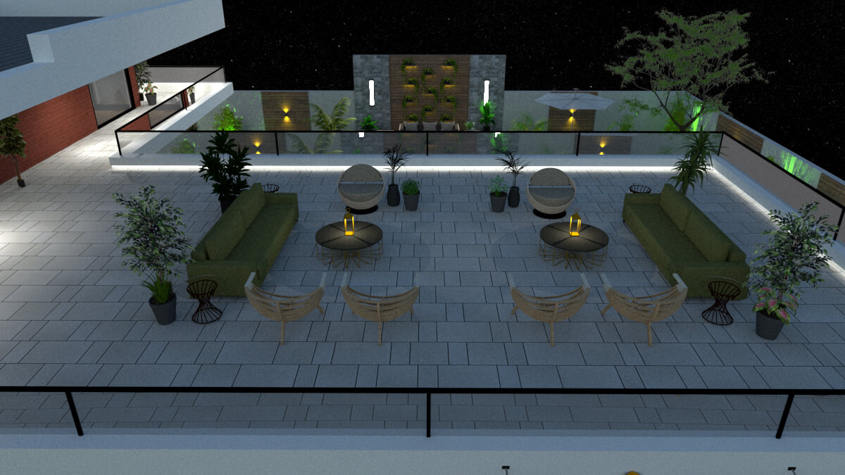 Night view from upper patio 