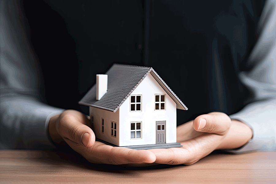 hands holding house