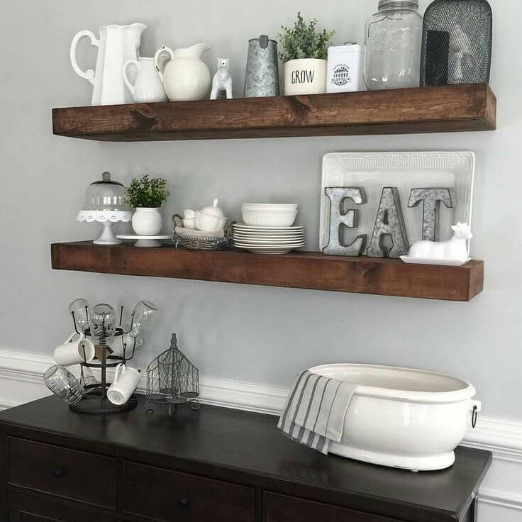 floating shelves for decorative cutlery