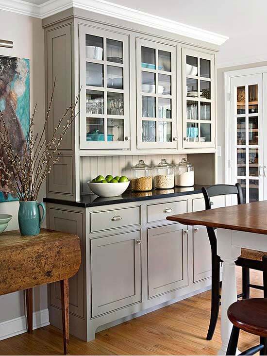 floor to ceiling shelving in dining room