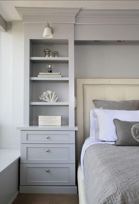 built-in storage in bedroom