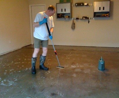 Etch the garage surface