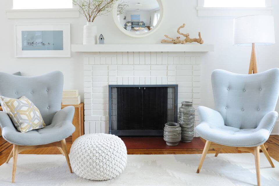 painted brick fireplace