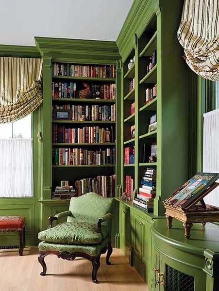 hunter green home library