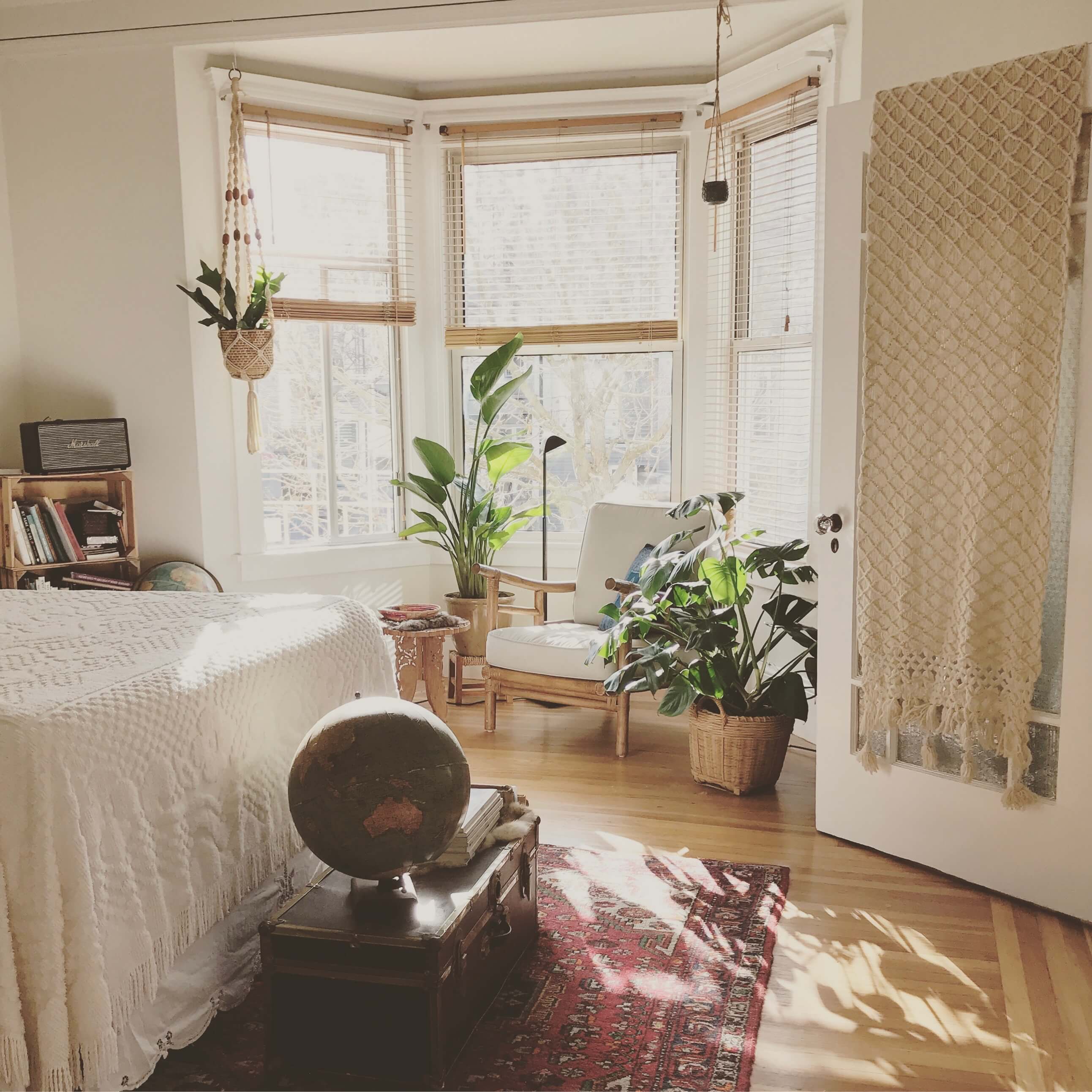 bohemian bedroom with plants