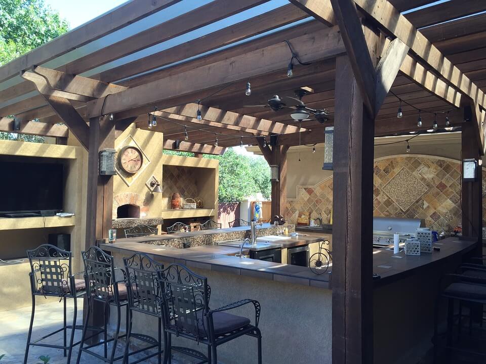 outdoor kitchen with canopy