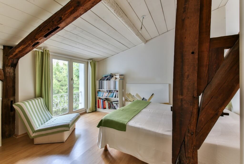 tropical attic bedroom