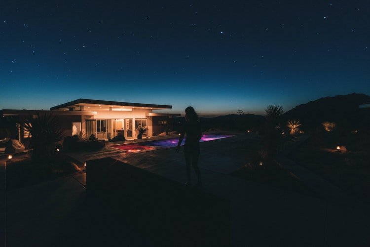 house at night