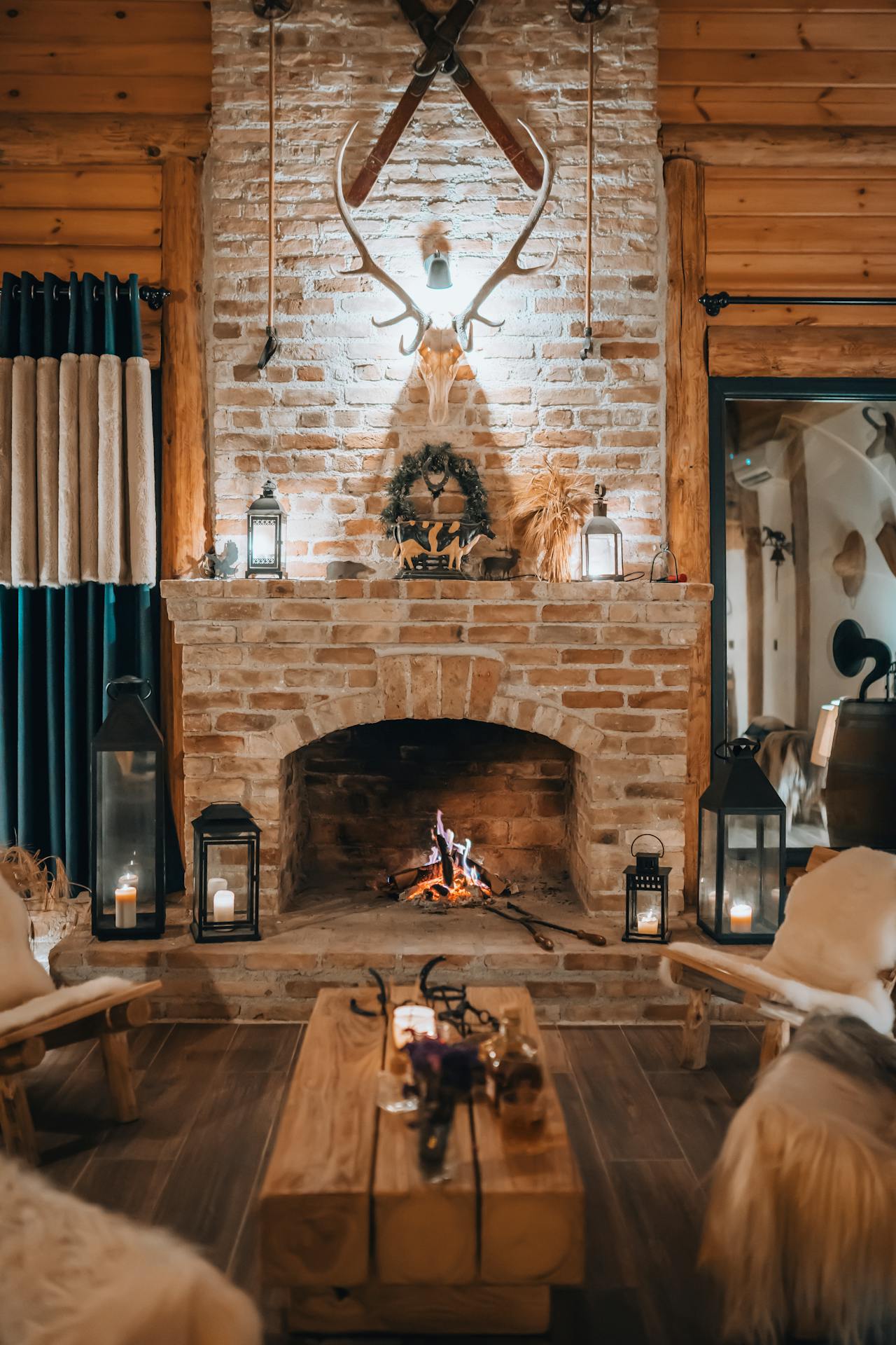 woody fireplace