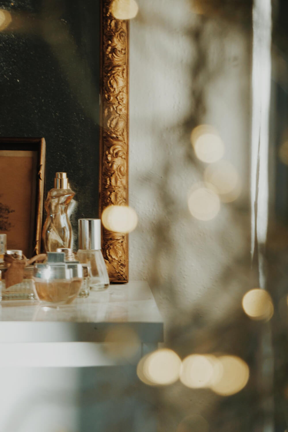 Bathroom mirror close up