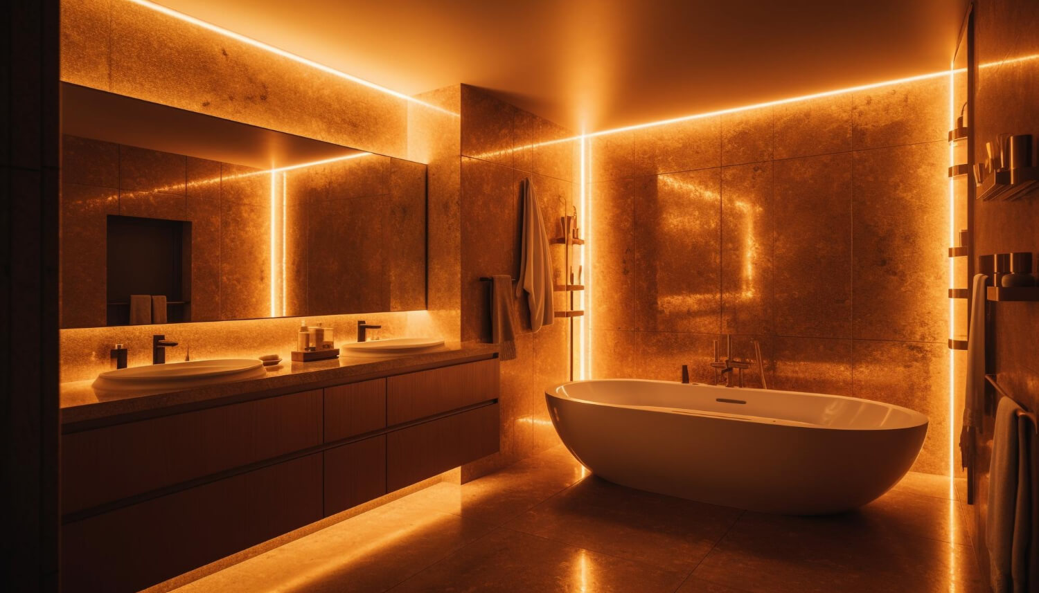 Luxury bathroom design with modern fixtures and marble generated by ai