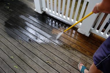 cleaning the floor
