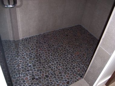Pebble shower floor