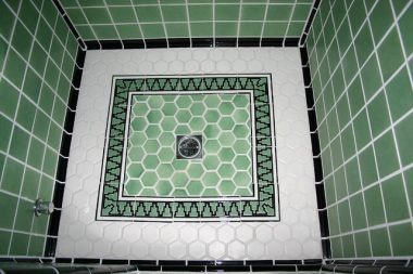 Hexagonal bathroom tiles