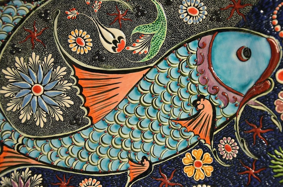 fish made in mosaic tile