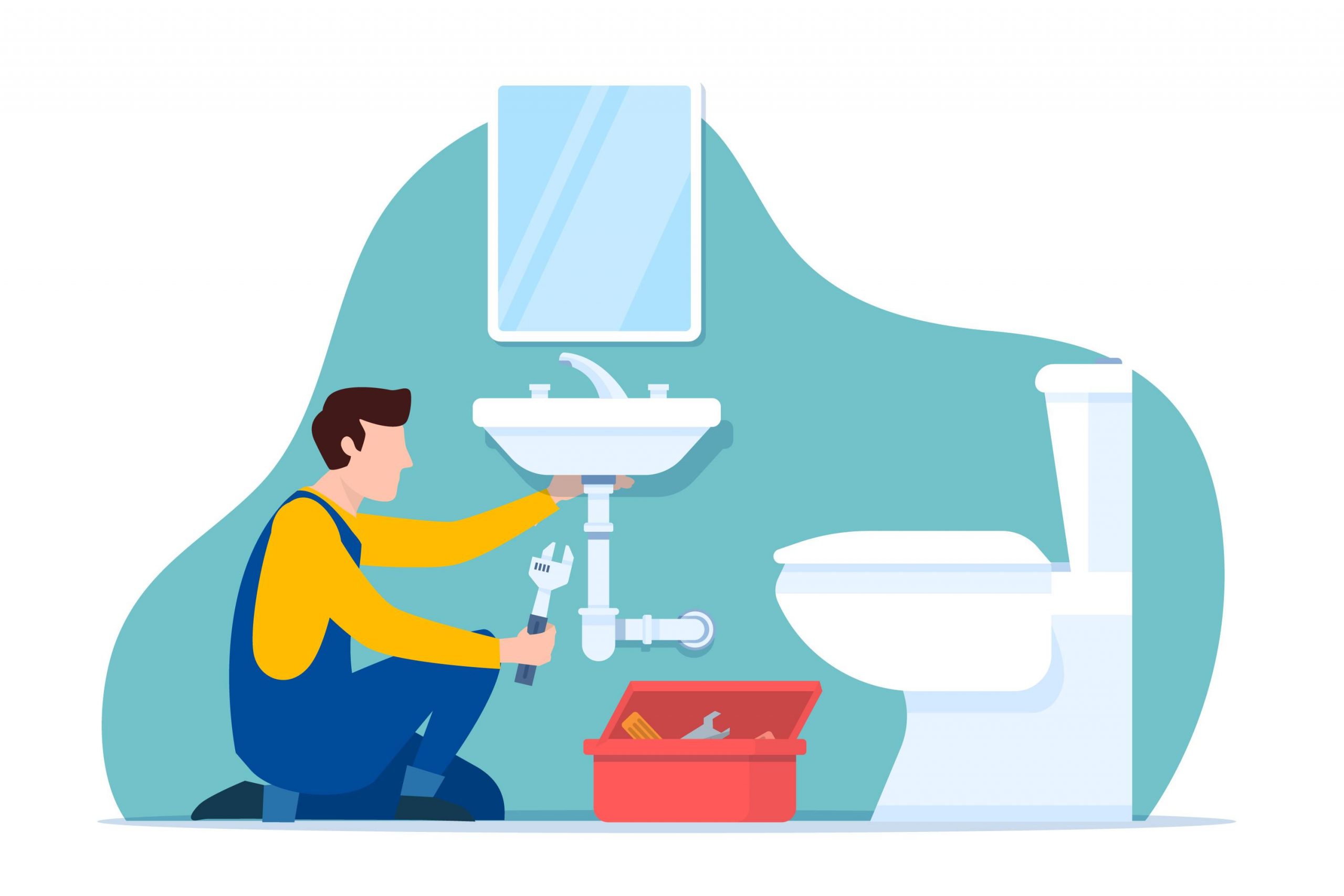 Professional worker fixing the bathroom