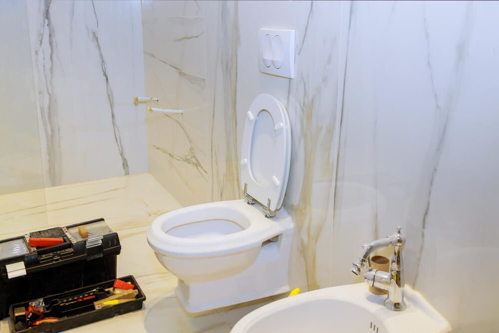 toilet installation in bathroom