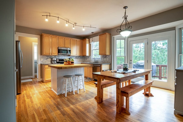 dining room with kitchen