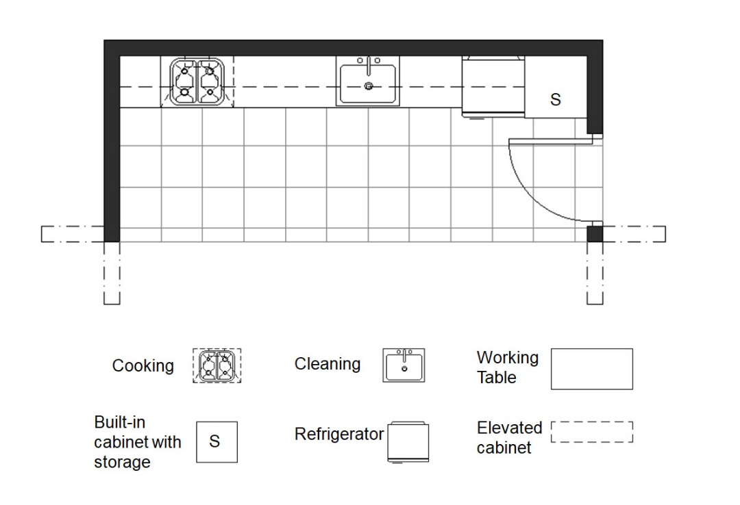 Linear Kitchen Near An Independent Access 