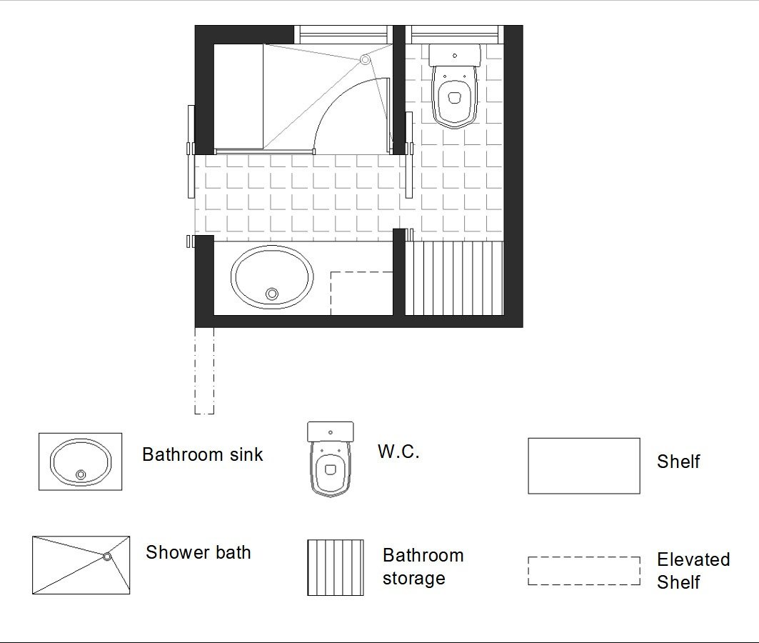 3/4 bath floor plan