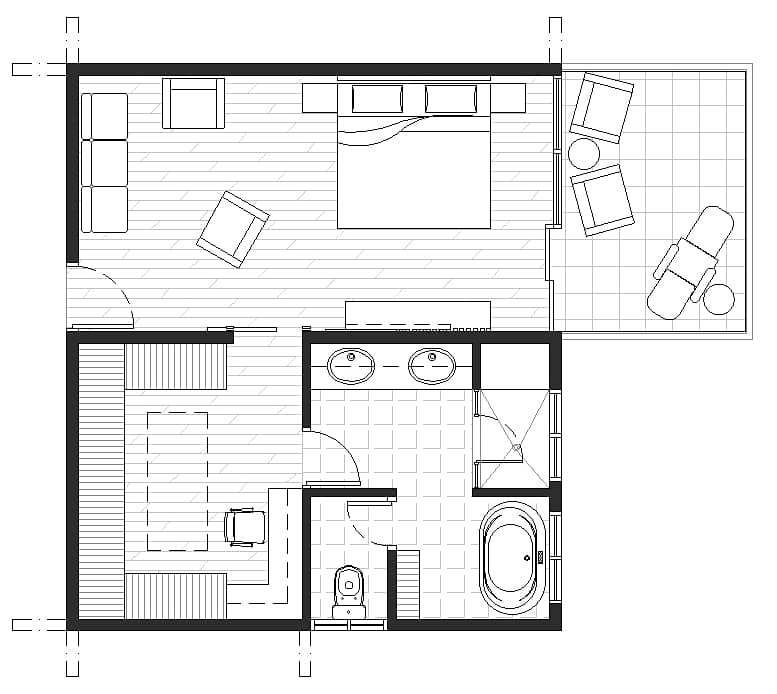 master bedroom and spa bathroom