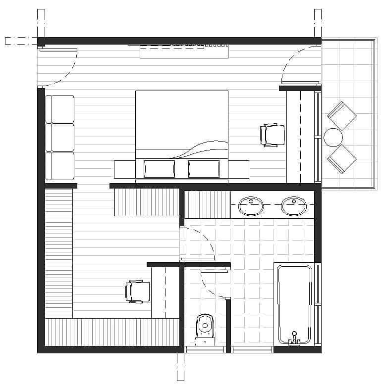 master bedroom study space and terrace